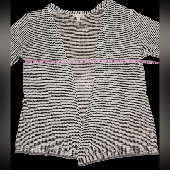 Eileen Fisher Gray Organic Linen Knit Cardigan Lightweight Open Front Sz M - Picture 12 of 15